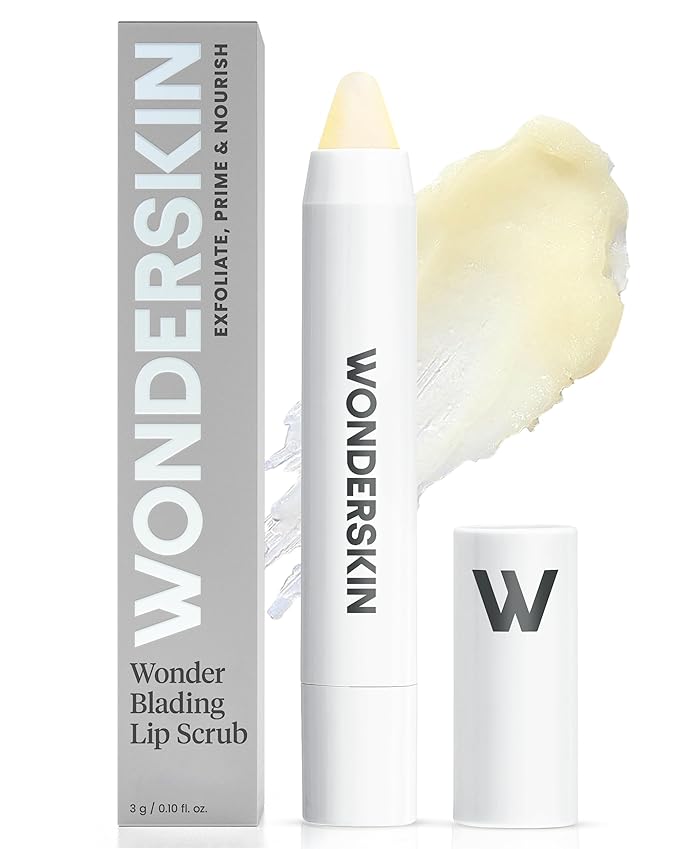 Wonderskin 3-in-1 Lip Scrub Exfoliator & Moisturizer, Lip Exfoliator Scrub, Hydrating Balm for Soft, Nourished, Flake-Free Lips with One-Step Prep, 0.10oz