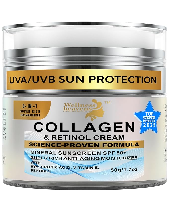 Anti-Aging Face Moisturizer for Face, Collagen, Retinol, Hyaluronic Acid Cream, Age-Defying, Lift & Firm Cream, Face Moisturizer with SPF, Daily Face Sunscreen, Lotion, Great for Dry, Aging Skin 1.7oz