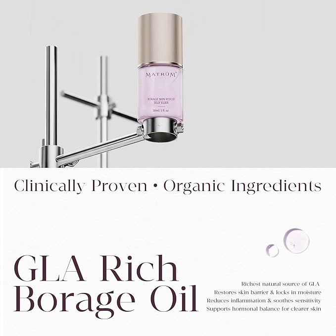 Barrier Repair Serum with Borage Oil – Face Serum for Dry & Sensitive Skin | Hydrates, Soothes Redness & Dryness | Brightens Dull Skin | Suitable for All Skin Types | 1.0 fl oz + Travel Size