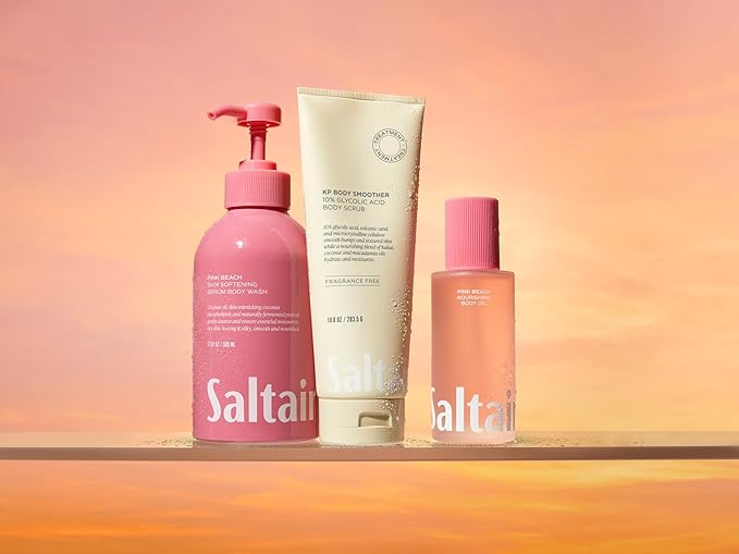 Saltair KP Body Scrub. 5% Glycolic Acid Treatment with Volcanic Sand and Plant Moisturizers. Fragrance-Free Physical Chemical Exfoliator. Exfoliating Body Scrubber for Rough Bumpy Skin, 10oz.