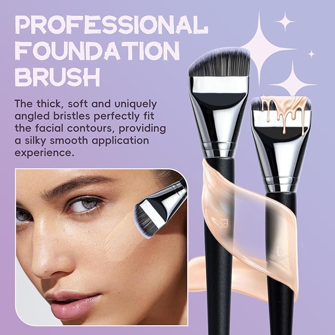 BS-MALL 5 Pcs Professional makeup brush set with Ultra-soft 4 Triangle Puffs - eyeshadow Brush, concealer Brush, blush brush & foundation brush - Multi-functional beauty Tools for Daily Use