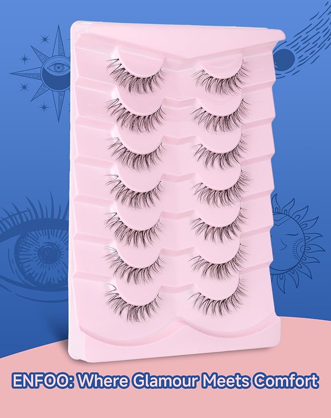 Lashes Wispy Short Eyelashes Natural Look False Eyelashes Strip Eye Lash Soft Lashes Fluffy Pack 7 Pairs Everyday Lash C12