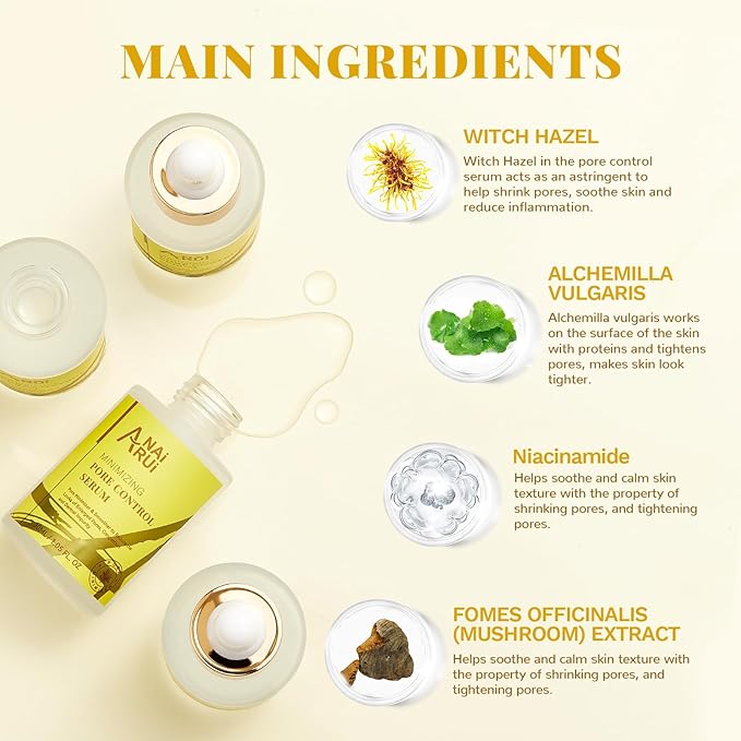 ANAI RUI Pore Minimizer Serum, Pore Minimizer for Face, Pore control,Minimizing, Shrinking, Tightening Pores, Refine Skin Texture 1 fl.oz