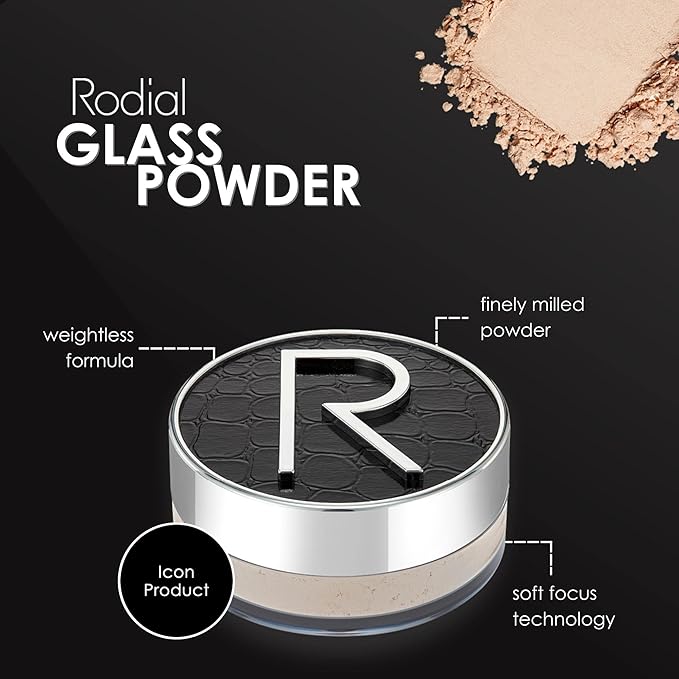 Rodial Glass Powder 0.63 oz - Skin-Perfecting Loose Setting Powder for a Soft-Focus Glow, Blurring & Shine-Control for a Smooth, Luminous Glass Skin Look
