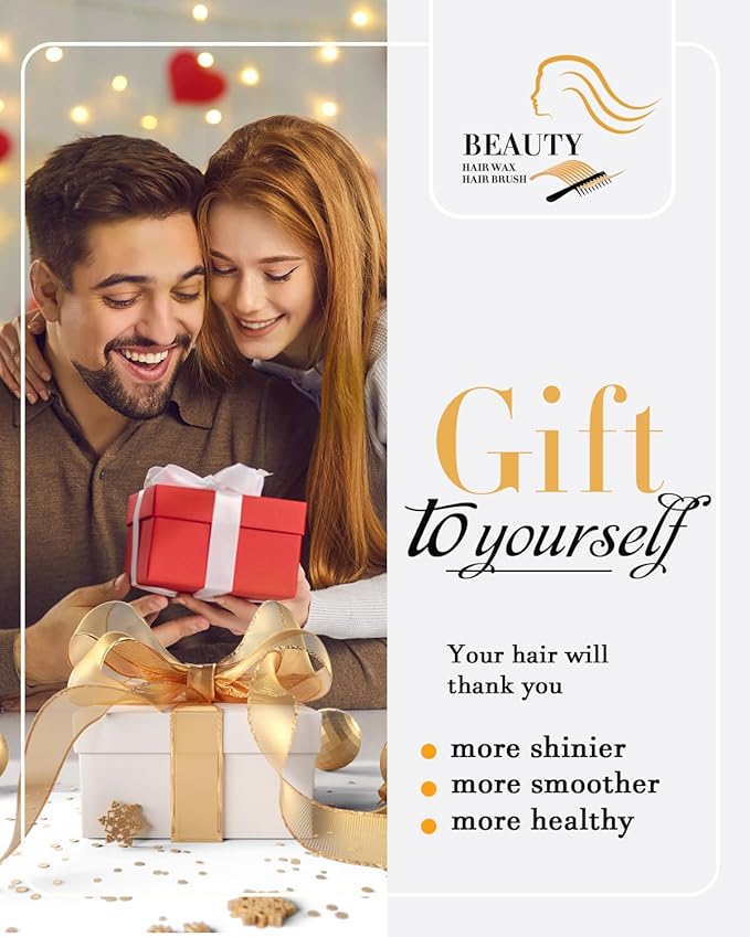 Slick Back Hair Brush & Hair Wax Stick Set - Frizz Control & Flyaway Smoothing - Sleek Ponytails, Buns, Edges - Styling Cream/Gel/Balm/Pomade Stick for Women - Styling Accessories for Girls & Kids