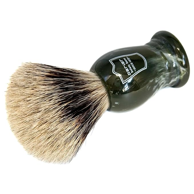 Parker King Size Pure Badger Bristle Shaving Brush – Brush Stand Included - Overszied 24mm 3-Band-Badger Brush Knot - Generates a Giant Lather