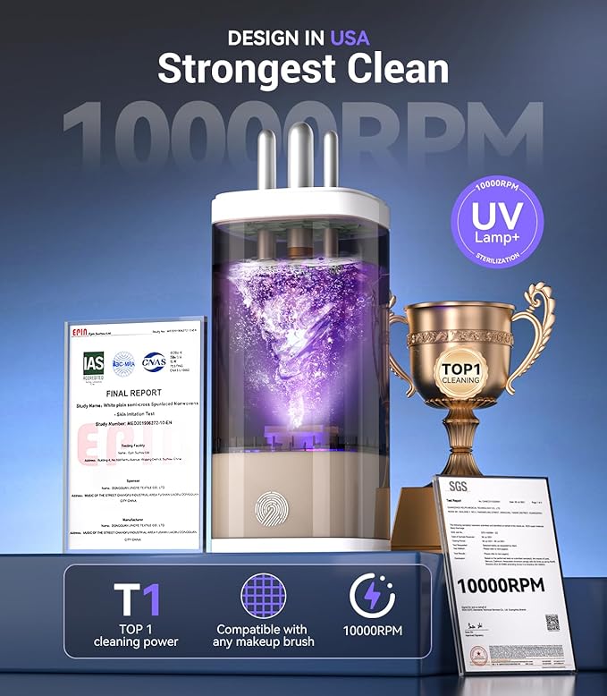 3.0 Upgrade Make Up Brush Cleaner Cosmetic【Industry NO.1-12x Cleaning Power】【SGS Certified - 0 Dust】 MakeupBrushes Cleaner Suitable for all Brush，Circuit Upgrade Make Up Brush Cleaner