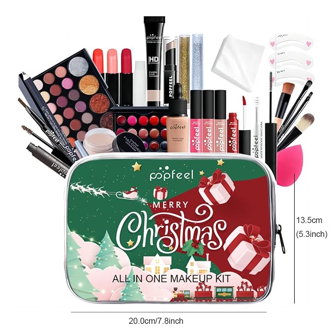 All in One Makeup Kit for Women Full Kit, Christmas Day Gifts Set for Women Girls, Makeup Essential Bundle Include Eyeshadow Palette Lipstick Blush Foundation Concealer Mascara Eyebrow Pencil