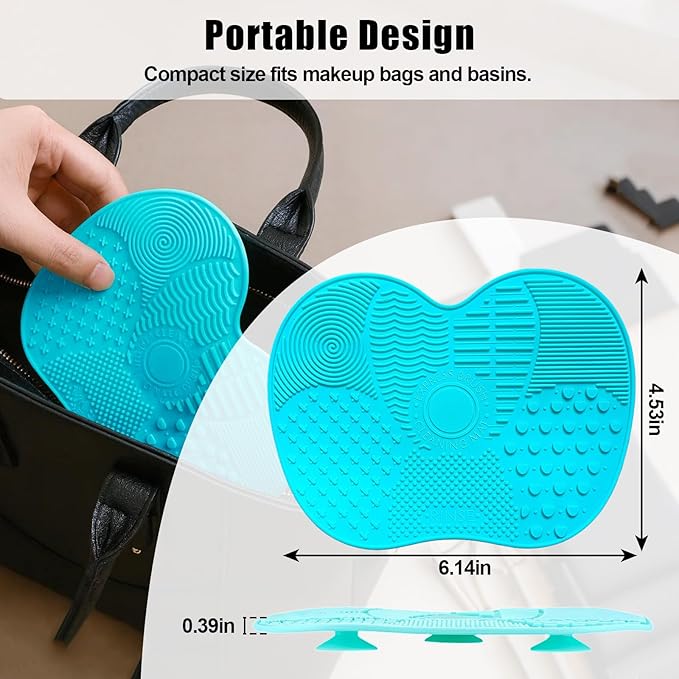 2 PCS Silicone Makeup Brush Cleaner Mat, 7 Textures Make Up Brush Cleaning Mat, Cosmetic Cleaning Pads, Portable Washing Tool with Suction Cup, Easy to Clean, Ideal for Travel and Home Use