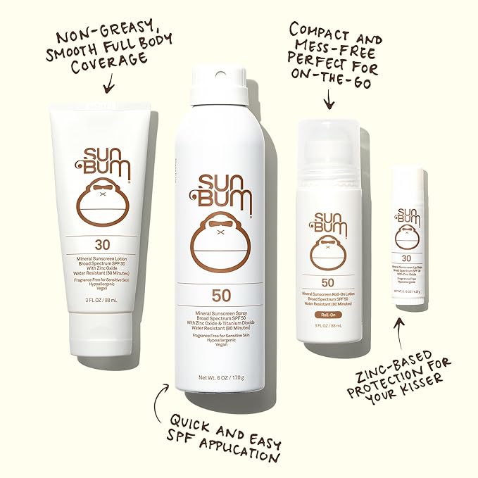 Sun Bum Mineral SPF 30 Sunscreen Body Lotion - Broad Spectrum Moisturizing Facial Sunscreen with Vitamin E - Vegan and Hawaii 104 Act Compliant (Without Octinoxate & Oxybenzone) - Travel Size - 3 oz
