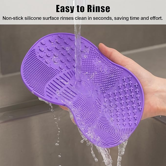 2 PCS Silicone Makeup Brush Cleaner Mat, 7 Textures Make Up Brush Cleaning Mat, Cosmetic Cleaning Pads, Portable Washing Tool with Suction Cup, Easy to Clean, Ideal for Travel and Home Use