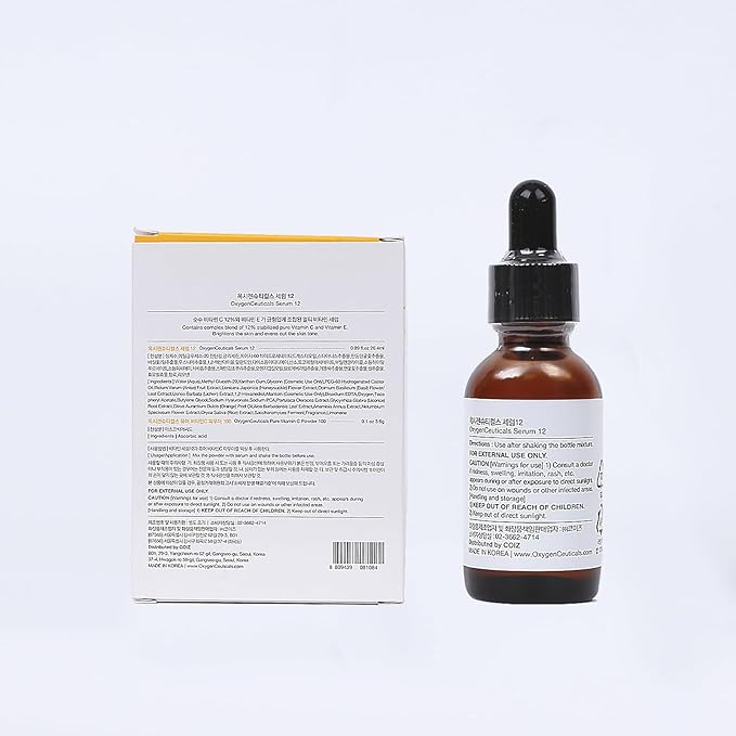 OxygenCeuticals Serum 12 – Pure Vitamin C 12% + Vitamin E Antioxidant Brightening Serum, Gentle Formula for Sensitive Skin, Improves Tone & Radiance. 1.01 fl.oz (30ml)