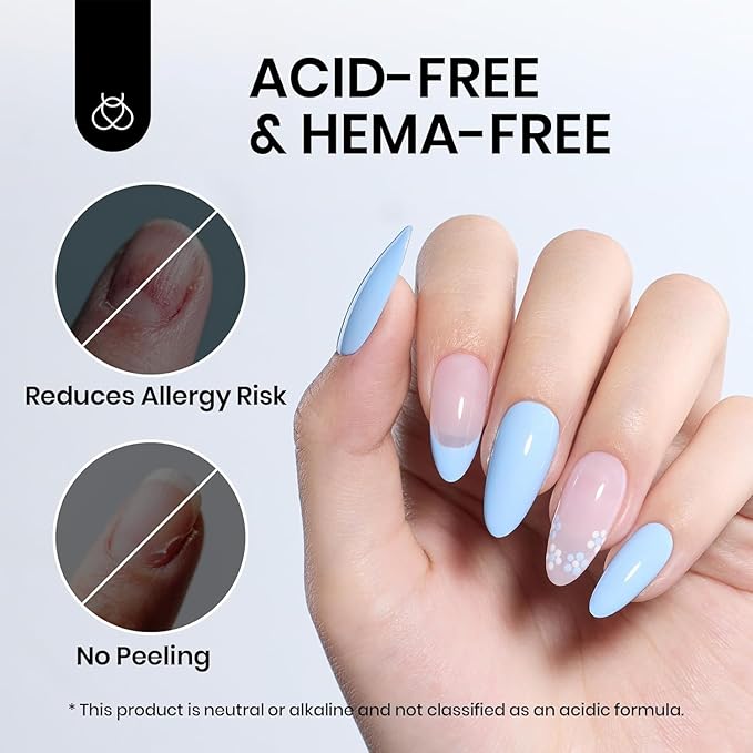 Beetles 3Pcs Gel Nail Glue Nail Dehydrator and Primer, Professional Nail Prep Acid-Free Hema-Free Dehydrate Bond Primer 9 in 1 Gel Glue Kit for Press On Nails Nail Tips Nail Extension Gifts for Women