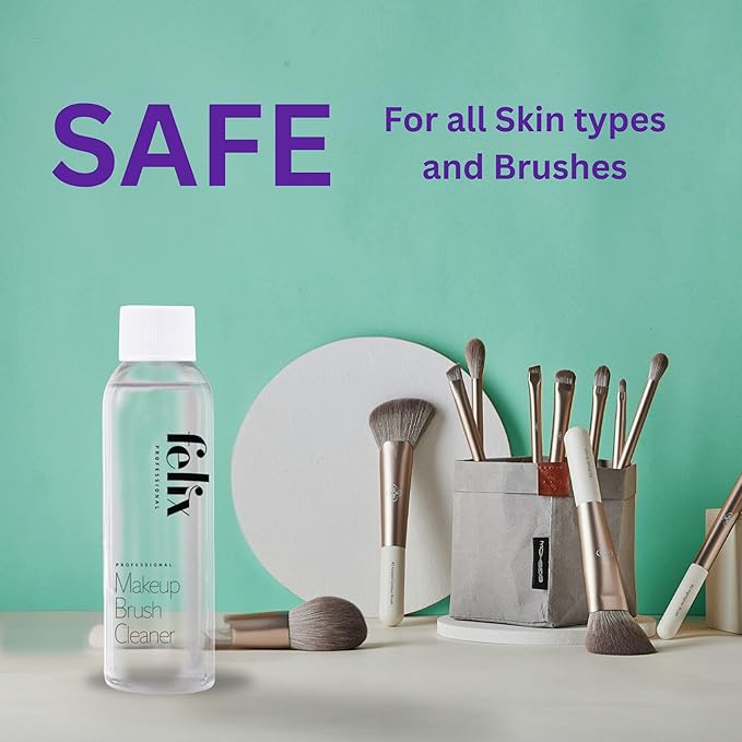 Liquid Makeup Brush Cleaner Solution | Rinsless, Quick Drying, Hydrating, Fragrance Free | for Natural and Synthetic Make-up Brushes (4 Fl oz)