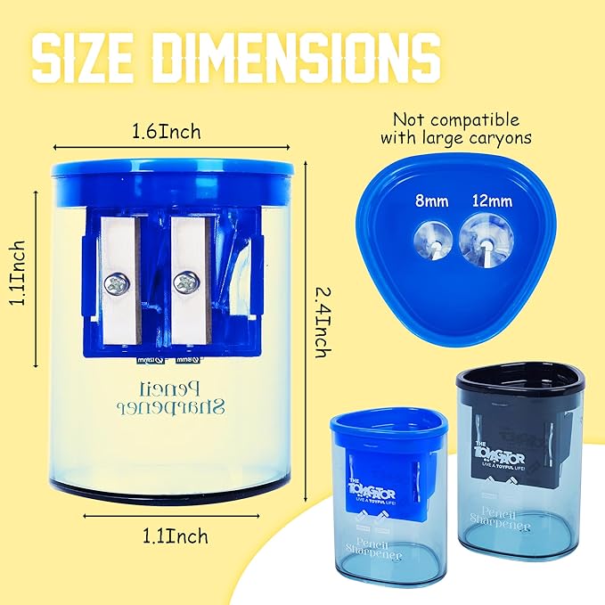 Pencil Sharpener - Dual Hole Premium Quality Sharpener for Standard, Large Colored & Makeup Pencils - Portable Pencil Sharpener for Kids, Artists, Office & Makeup Pencils