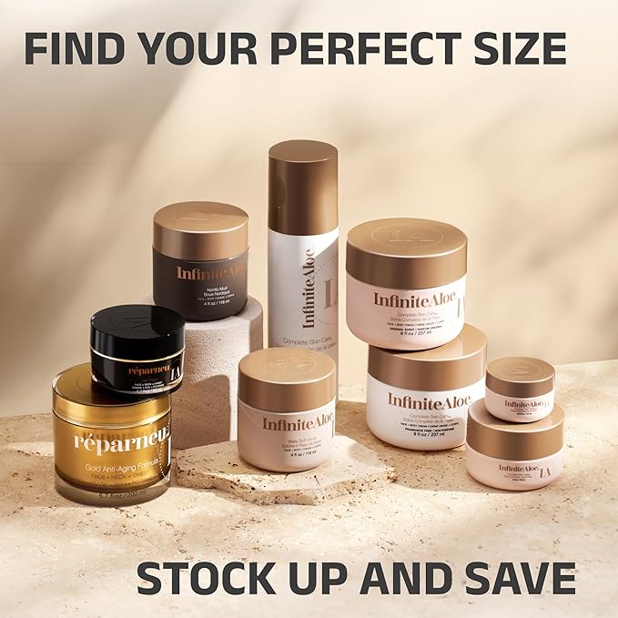 InfiniteAloe Complete Skin Care, Aloe Vera Powered Face and Body Cream for Dry Skin Relief, Fragrance Free - Small Jar 2 oz