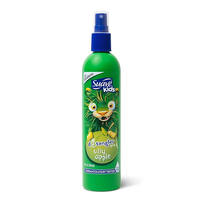 Suave Kids Detangler Spray For Tear-Free Styling Silly Apple Dermatologist-Tested Hair Detangler Formula, 10 Fl Oz (Pack of 6)