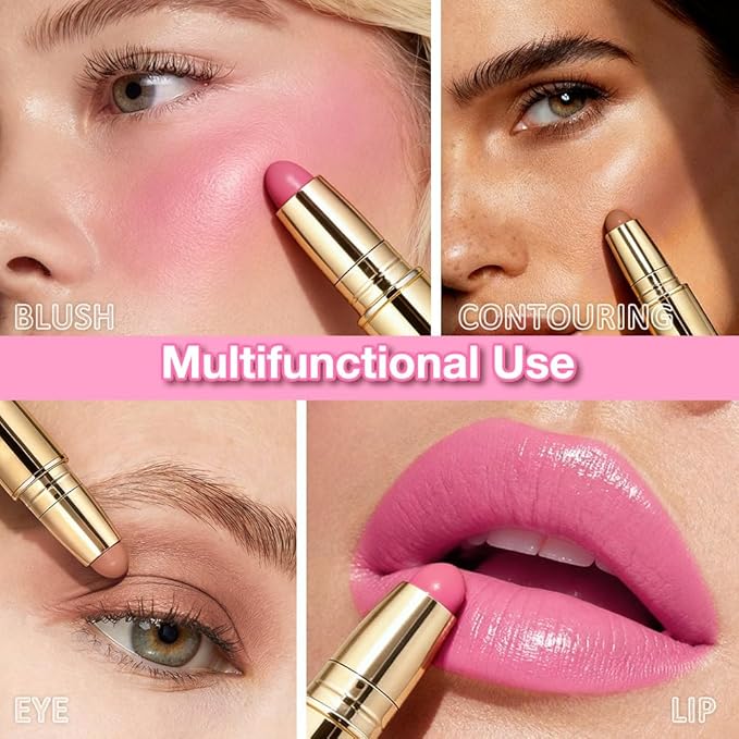 Kaely Contour Blush Multiuse Stick Makeup, Cream Bronzer Contouring Sticks Palette Face Make Up Kit, Ultra-Creamy Radiant Finish Formula, Vegan & Cruelty-free, 03 Beachy Pink