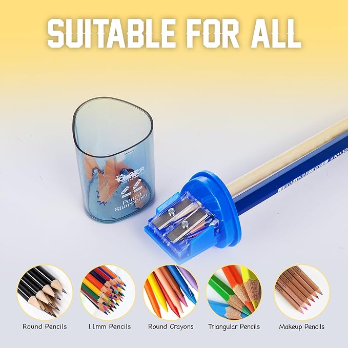 Pencil Sharpener - Dual Hole Premium Quality Sharpener for Standard, Large Colored & Makeup Pencils - Portable Pencil Sharpener for Kids, Artists, Office & Makeup Pencils