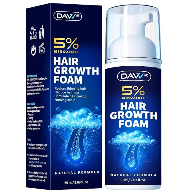 5% Minoxidil Foam for Women and Men Hair Growth: Minoxidil for Women Hair Growth - Minoxidil for Men - Extra Strength Hair Regrowth Treatment - Hair Growth Serum for Faster Stronger Thicker - 60ML