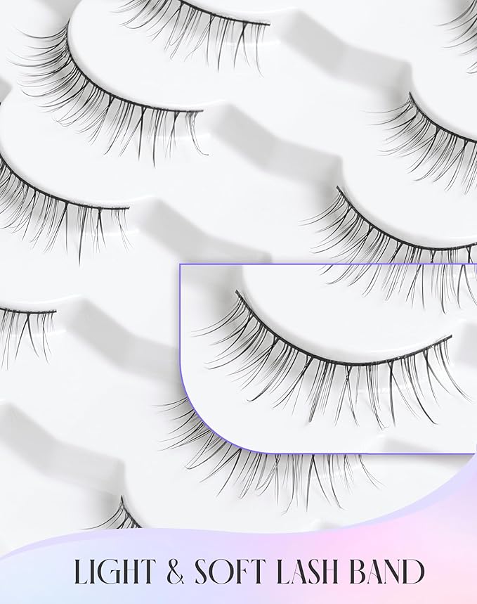 Natural Lashes Wispy 10mm Short Lashes Natural Looking False Eyelashes Small Lashes for Clean Look K38
