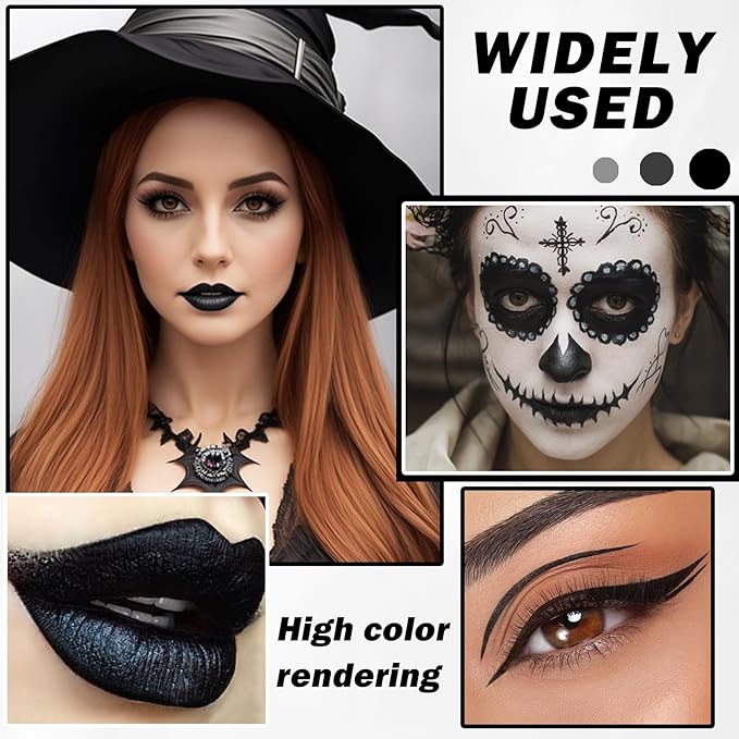 Black Lipstick Halloween Black Lip Liner Lip Kit,Matte Black Lipstick Long Lasting Smudge Proof,Velvet Black Lip Gloss Lip Stain,Non Stick Cup Black Liquid Lip Stick and Lip Pencil for Women