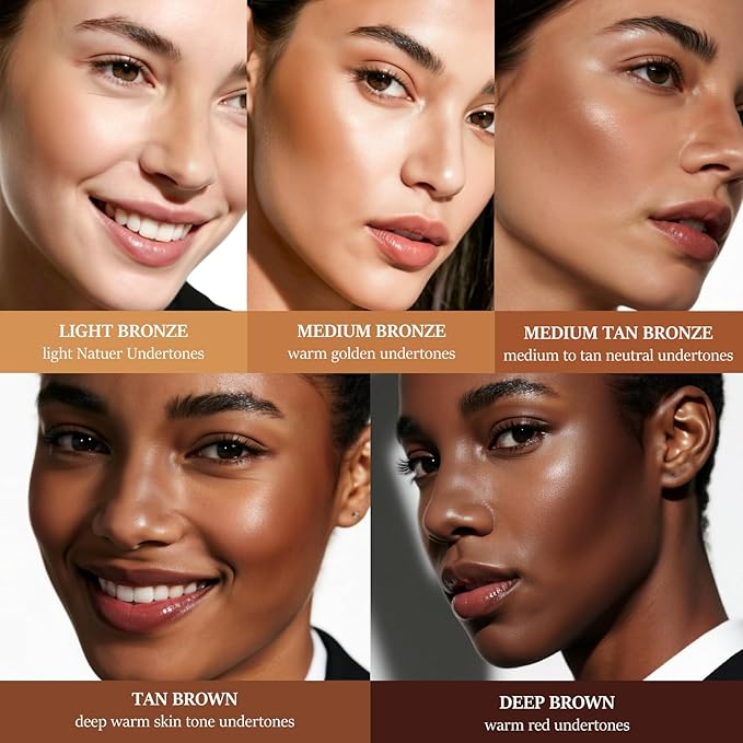 Cream Bronzer with Brush, Creamy & Highly Pigmented Formula, Blendable Cream Contour Makeup with a Natural, Matte Finish - Buildable Formula for Shimmer-Free, Medium tan, 0.7 Oz