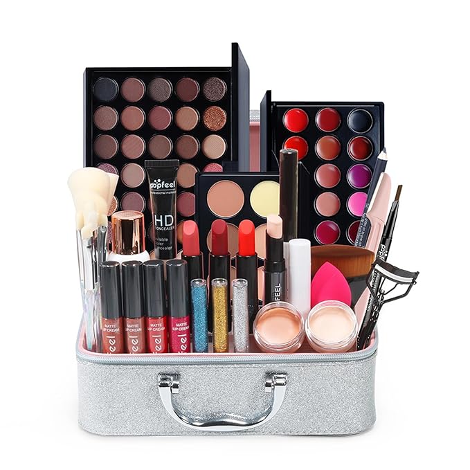 All in One Makeup Kit for Women Full Kit,Mother's Day Gifts for Mom,Makeup Essential Bundle Include Brush Eyeshadow Palette Lipstick Blush Foundation Concealer Mascara Eyebrow Pencil