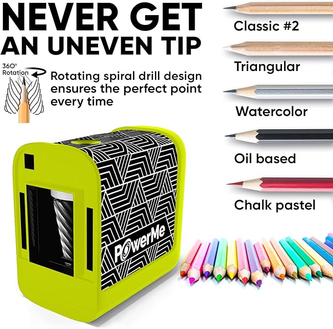 Electric Pencil Sharpener Battery Powered for Kids, School, Home, Office, Classroom, Colored Pencils, Ideal for No. 2