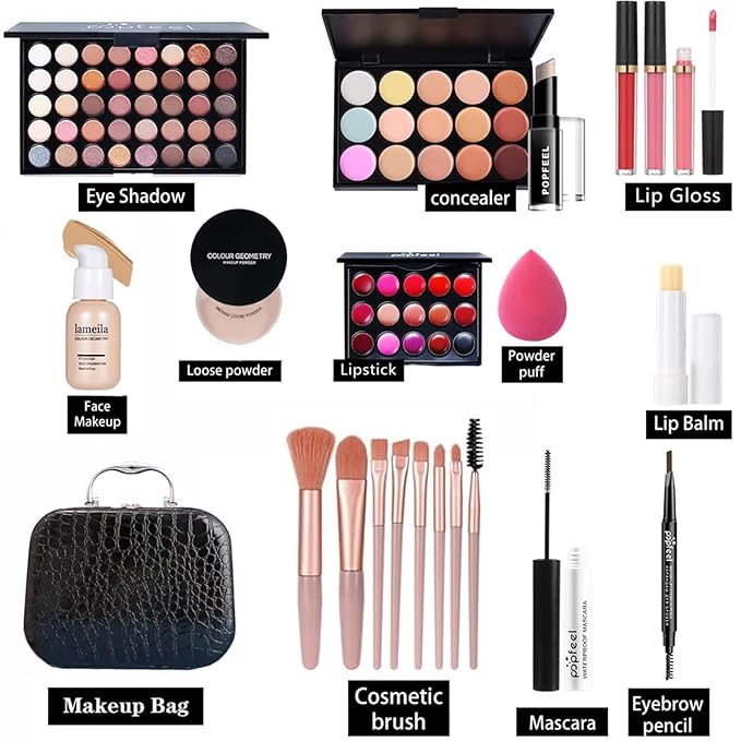 All in One Makeup Kit Professional, 40 Color Eyeshadow Palette, Foundation, Concealer, Contour, Lip Gloss, 20 pcs Brushes Set for Women Teens, Gift Ideal