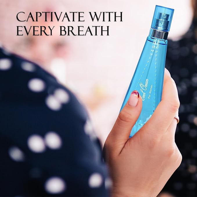 Cool Ocean Women Eau de Parfum Spray Perfume, Fragrance For Women-Daywear, Casual Daily Cologne Set with Suede Pouch- 3.4 Fl Oz Bottle Beauty Gift for Birthday, Anniversary