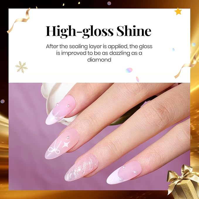 beetles Gel Polish No Wipe Gel Top Coat - Clear Color Top Coat Gel Nail Polish Shine Finish and Long Lasting, Soak Off Nail Lamp, 15ml Christmas Nails Gifts for Women