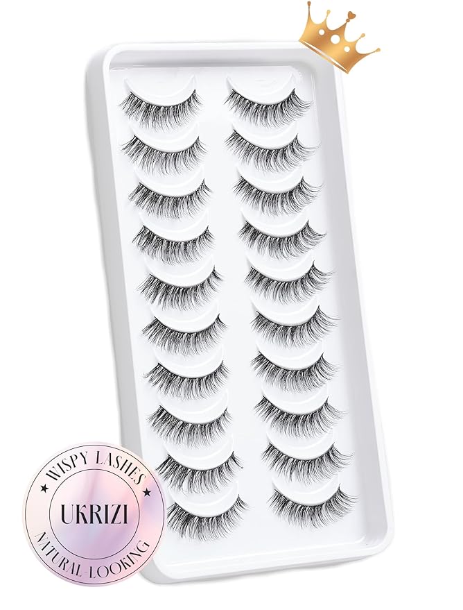 False Lashes Natural Lashes Wispy False Eyelashes Natural Eyelashes Fake Eyelashes Fake Lashes Pack 10 Pairs 12mm Calla Lily