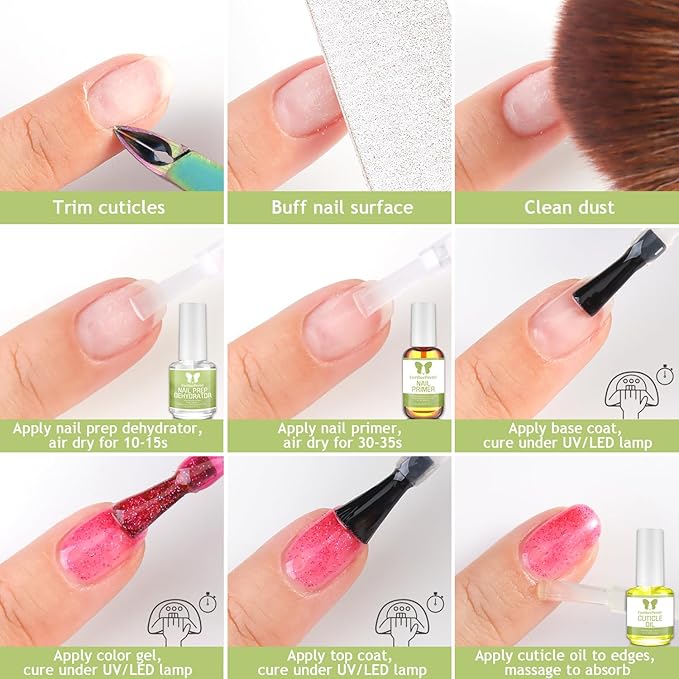 3PCS Acid-Free Nail Dehydrator and Primer with Cuticle Oil, Fast Dry Primer and Dehydrator for Gel Nails, Professional Manicure Supplies, Deshidratador para Uñas