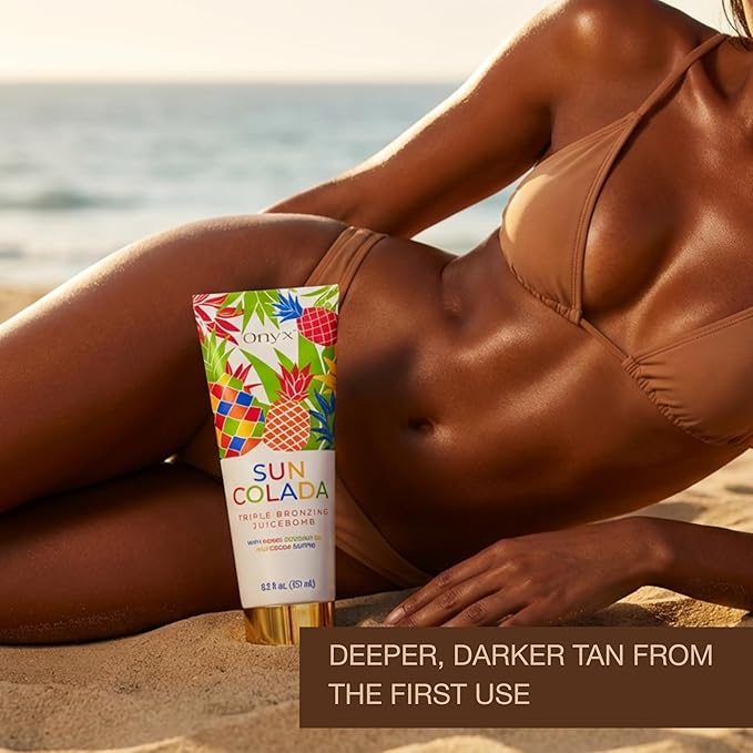 Onyx Suncolada Triple Bronzing Lotion for Tanning Bed - Indoor Dark Tanning Accelerator with Bronzer | Anti-Aging, Hydrating, Streak-Free formula | 8.5 fl oz