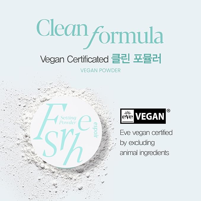 Espoir Fresh Setting Powder | Vegan Translucent Finish Powder with Hyaluronic Acid, Long-lasting & Poreless Makeup, Lightweight Layering, On-the-Go Design with Microfiber Puff, Cruelty-free, 0.31 oz