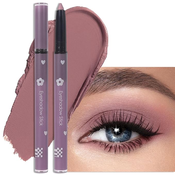 Erinde Smoky Mauve Eyeshadow Stick, Waterproof Nude Matte Eye Shadow Sticks, Cream Eye Shadow Pencil Crayon, Buildable & Blendable Long-Lasting Eyeshadow for Older Women, Vegan & Cruelty-Free, 105