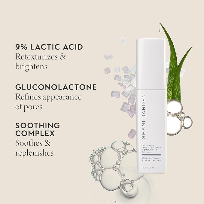 SHANI DARDEN SKIN CARE Lactic Acid Face Serum, Active Night Serum to Help with the Look of Radiant and Smooth Skin, Gentle But Powerful Face Exfoliator, 1.01 fl oz