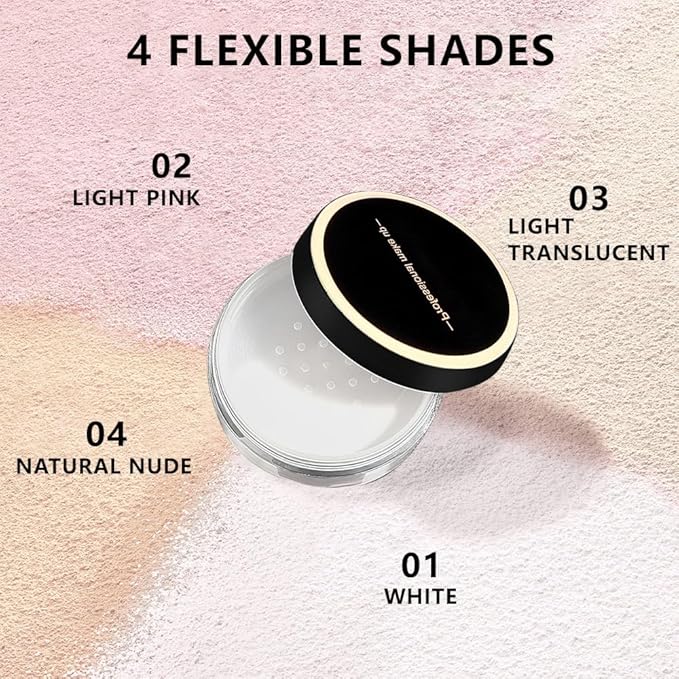 Kaely Longwear Loose Setting Powder, Face Finishing Powder Long Lasting Waterproof, Polvo suelto Face Brightener Makeup, Soft Matte Finish, Vegan & Cruelty-Free, 01 White