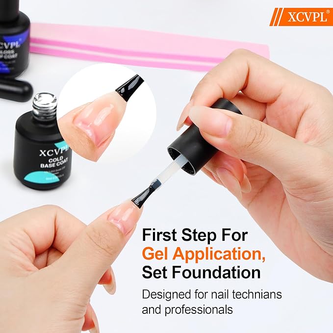 Gel Base Coat - Strong Adhesion for Long Lasting Manicure, No Lifting & No Discoloration, Protects Natural Nails from Stains, Cures with UV LED Light