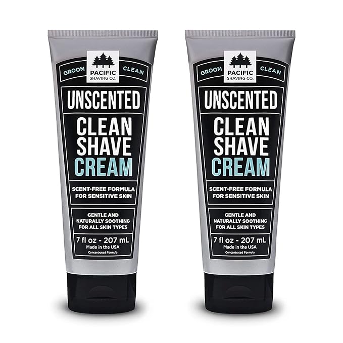 Pacific Shaving Company Clean Shaving Cream - Shea Butter + Vitamin E Shave Cream for Hydrated Sensitive Skin - Clean Formula for a Smooth, Anti-Redness + Irritation-Free Shave Cream (7 Oz, 2 Pack)