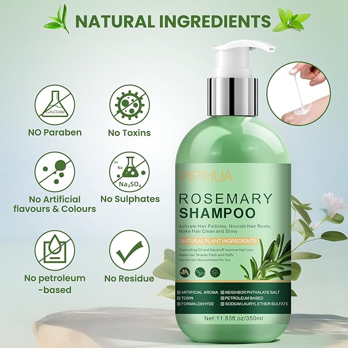 Rosemary Shampoo for Hair Growth: Thickening & Regrowth Formula for Women & Men - Rosemary Mint Strengthening Shampoo with Tea Tree Oil Biotin for Thinning & Loss Hair & Dry Damaged Care
