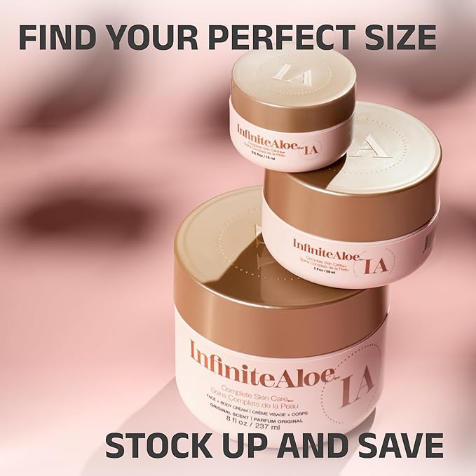 InfiniteAloe Complete Skin Care, Aloe Vera Powered Face and Body Cream for All Skin Types, Dry Skin Everyday Hero, Original Scent - Small Jar 2 oz