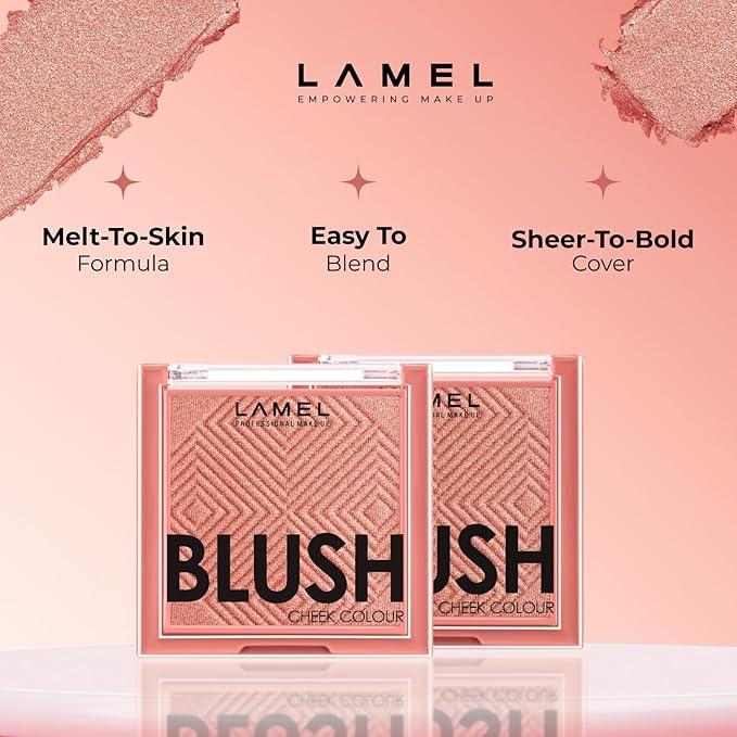 Lamel Blush Cheek Rouge Color Mini - Blendable Natural Blush Powder - Enhances & Defines Shapes & Features - Shading & Contouring Powder - 4 Universal Shades - 402 (Rouge) - 3.8g / 0.13 oz