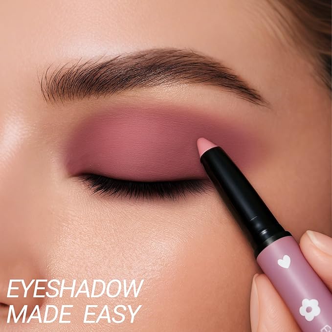 Erinde Rose Brown Eyeshadow Stick, Waterproof Nude Matte Eye Shadow Sticks, Cream Eye Shadow Pencil Crayon, Buildable & Blendable Long-Lasting Eyeshadow for Older Women, Vegan & Cruelty-Free, 106