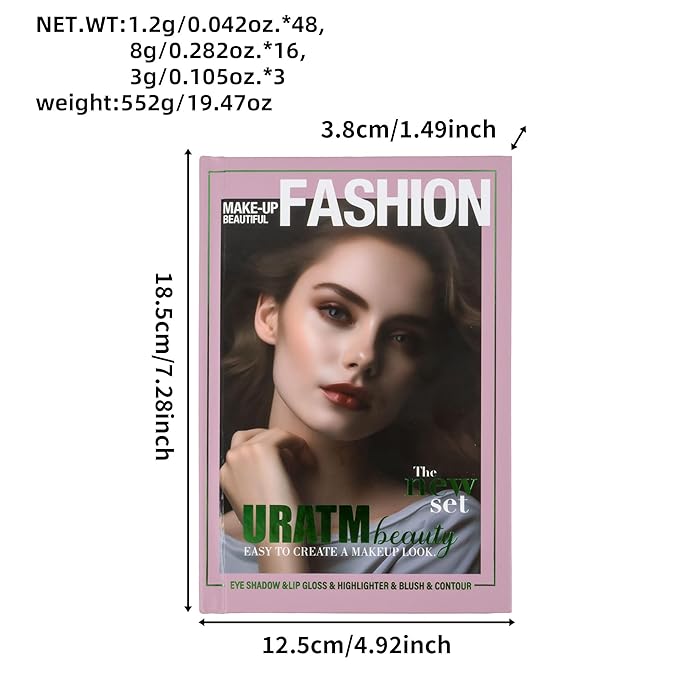 Professional Makeup Set with Eyeshadow, Lip Gloss, Highlighter, Blush and Contour Palette, 5-Piece Collection (B)