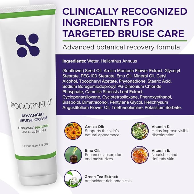BIOCORNEUM Advanced Bruise Cream 1oz – Professional-Grade Arnica & Vitamin K Cream for Visible Skin Recovery – Botanical Formula with Vitamin E, Green Tea Extract & More – Lightweight, Fast-Absorbing