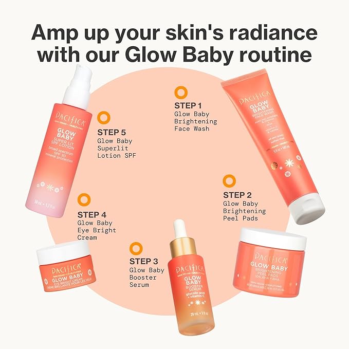 Pacifica Vitamin C Serum for Face – Glow Baby Brightening Facial Serum with Glycolic Acid – Vitamin C Booster Skin Care, Dark Spot Corrector, Vegan Skincare for Glowing Skin, Dermatologist Tested