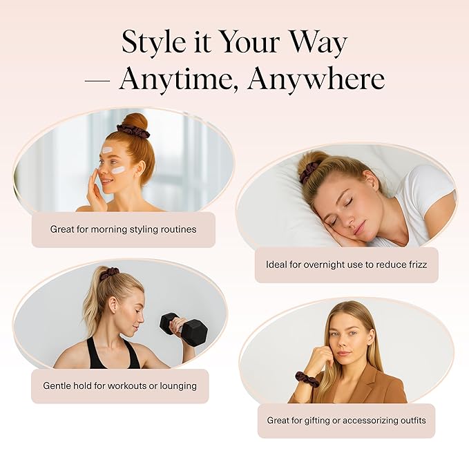 Kitsch Satin Scrunchies for Women - Softer Than Silk Scrunchies | Hair Ties No Damage for Frizz-Free Sleep | Stocking Stuffers for Teen Girls | Ideal Gifts for Women - Cameo, 5pcs