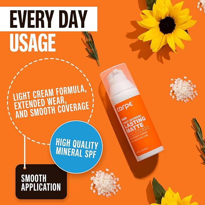 Carpe Primer Face Makeup Base New Zinc Mineral Sunscreen SPF 30, Lasting Matte Primer For Oily Skin And Tinted Sunscreen